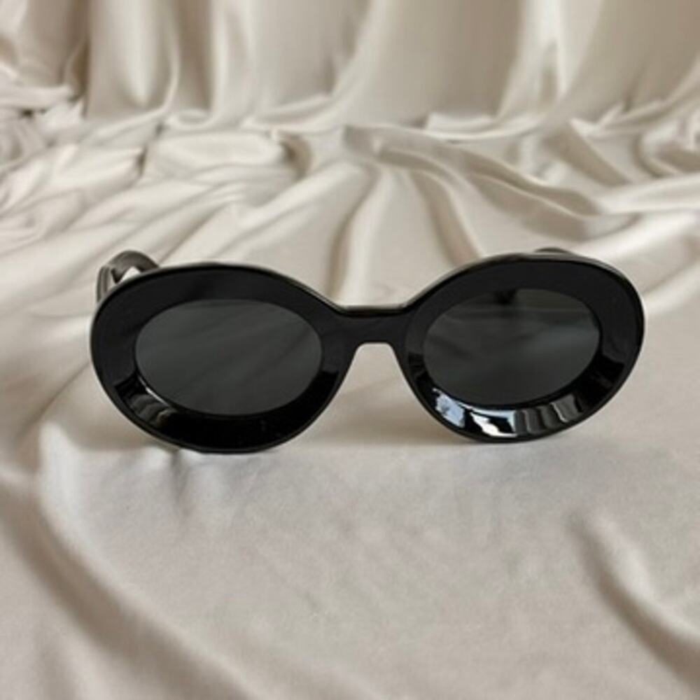 Chunky Oval Sunglasses - Black Frame & Lenses, UV400 - Picture 8 of 8